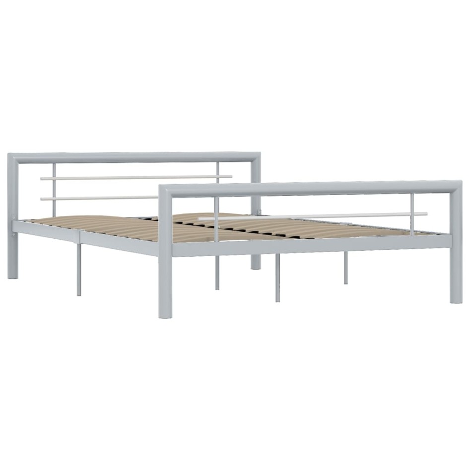 Estructura de cama de metal gris y blanco 160x200