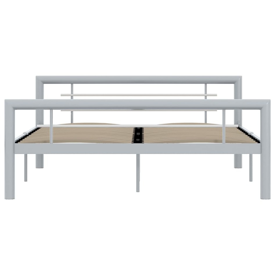 Estructura de cama de metal gris y blanco 160x200