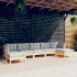 Juego de muebles de jardín 7 pzas y cojines madera pino