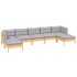 Juego de muebles de jardín 7 pzas y cojines madera pino