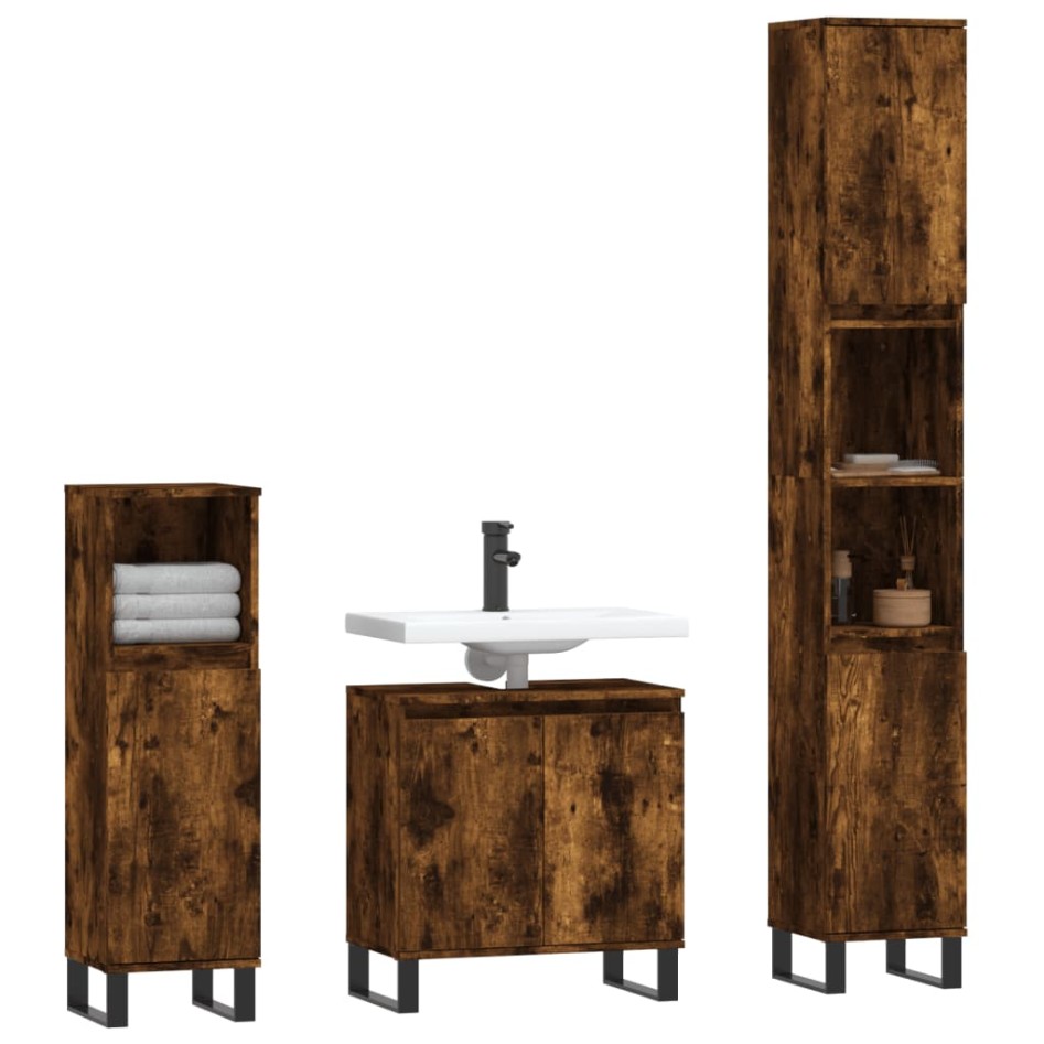 Set de muebles baño 3 pzas madera contrachapada roble
