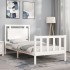 Estructura de cama individual con cabecero madera maciza
