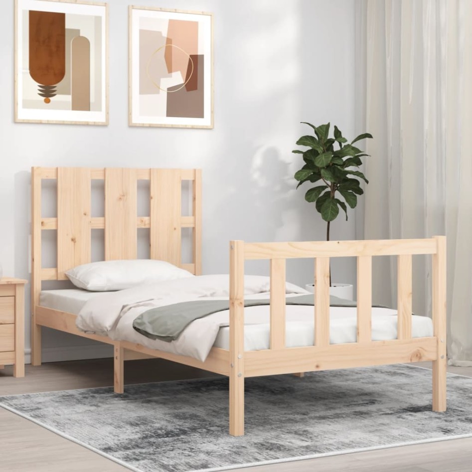 Estructura de cama sin colchón madera maciza de pino 100x200