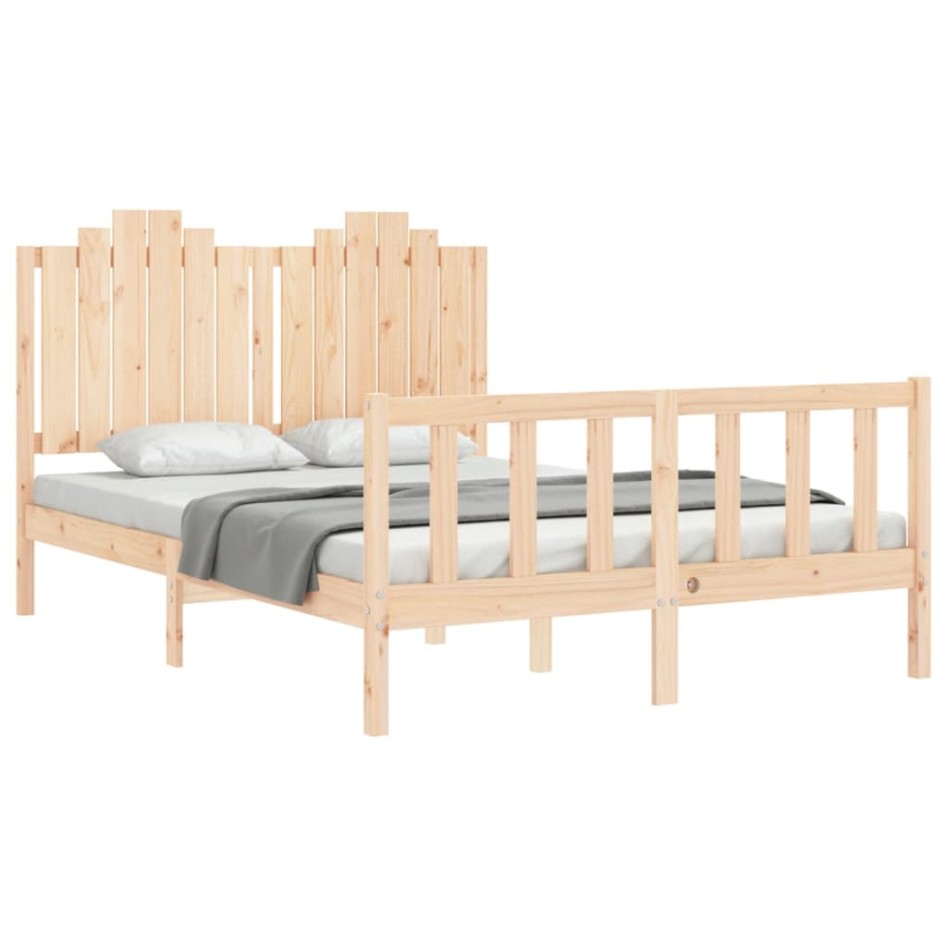 Estructura de cama sin colchón madera de pino blanca 140x200