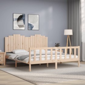 Estructura de cama con cabecero madera maciza 180x200