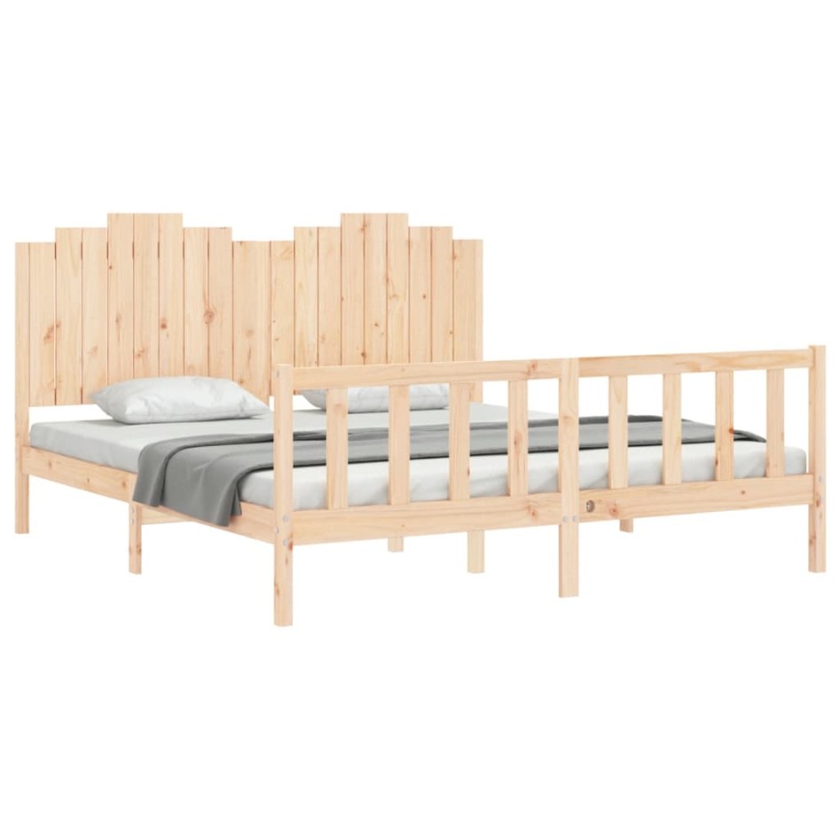 Estructura de cama con cabecero madera maciza 180x200