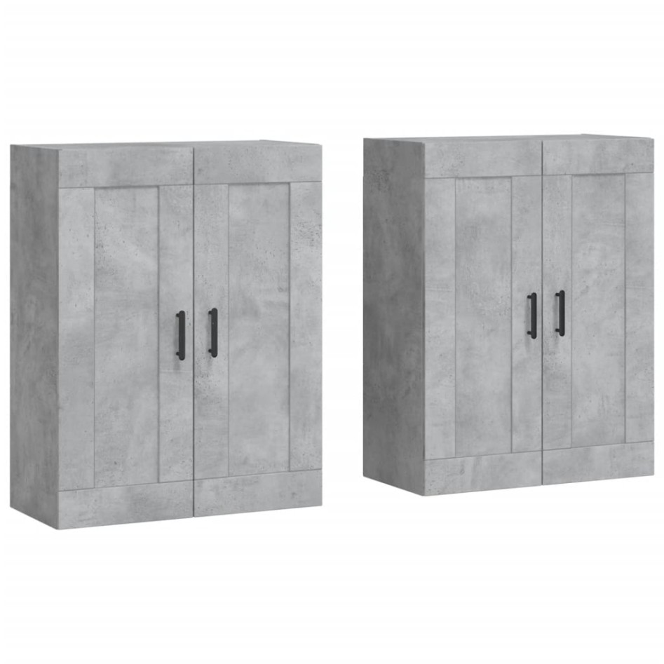 Armarios de pared 2 uds madera de ingeniería gris
