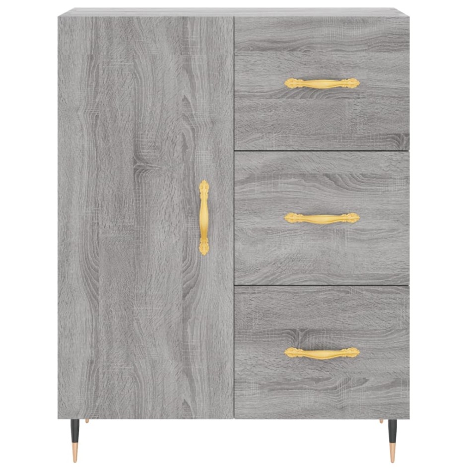 Aparador alto madera contrachapada gris sonoma 69,5x34x180