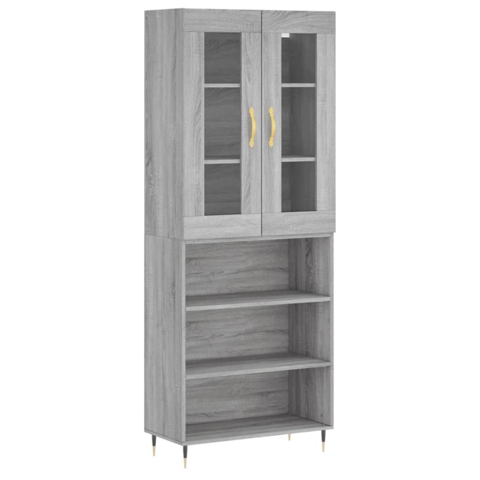 Aparador alto madera contrachapada gris sonoma 69,5x34x180