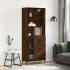 Aparador alto madera contrachapada marrón roble 69,5x34x180