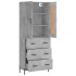 Aparador alto madera contrachapada gris hormigón 69,5x34x180