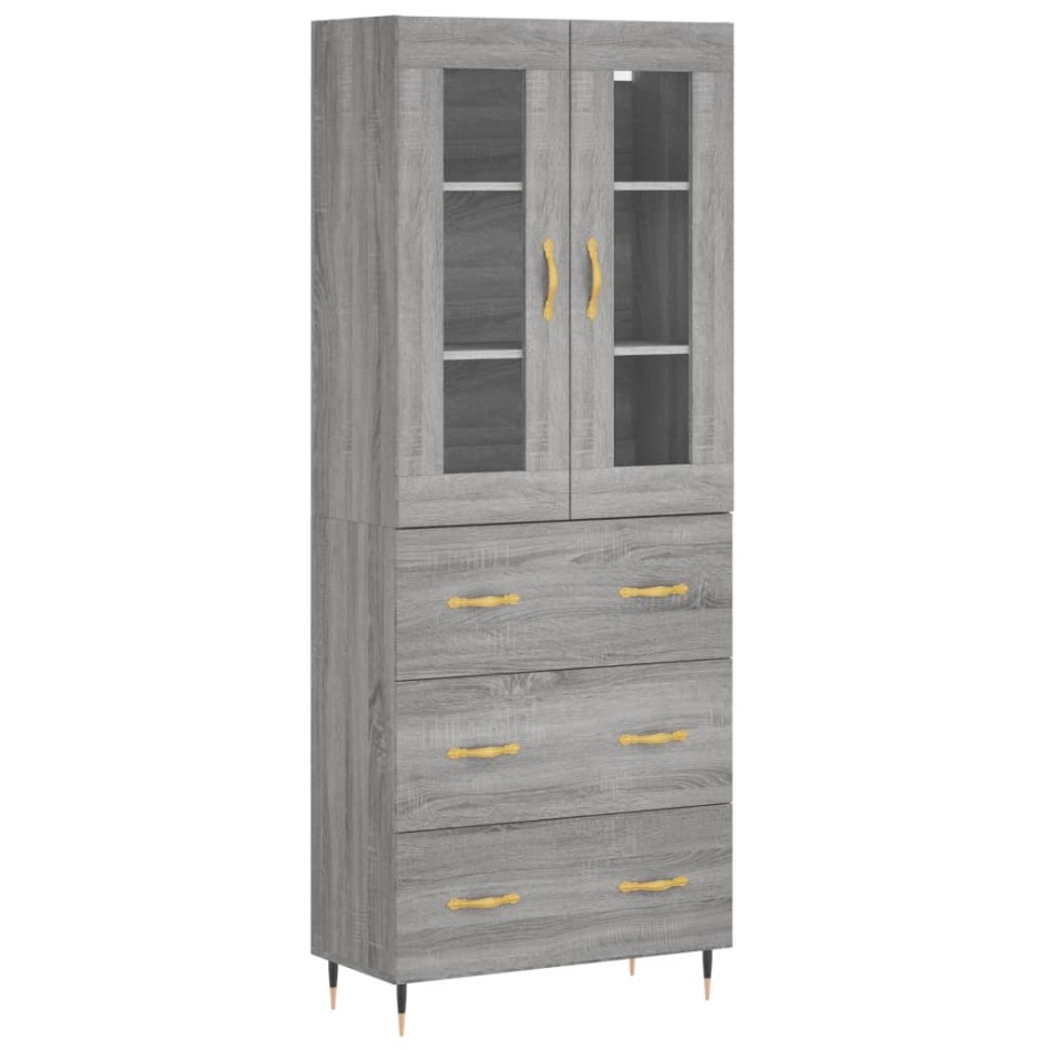 Aparador alto madera contrachapada gris sonoma 69,5x34x180