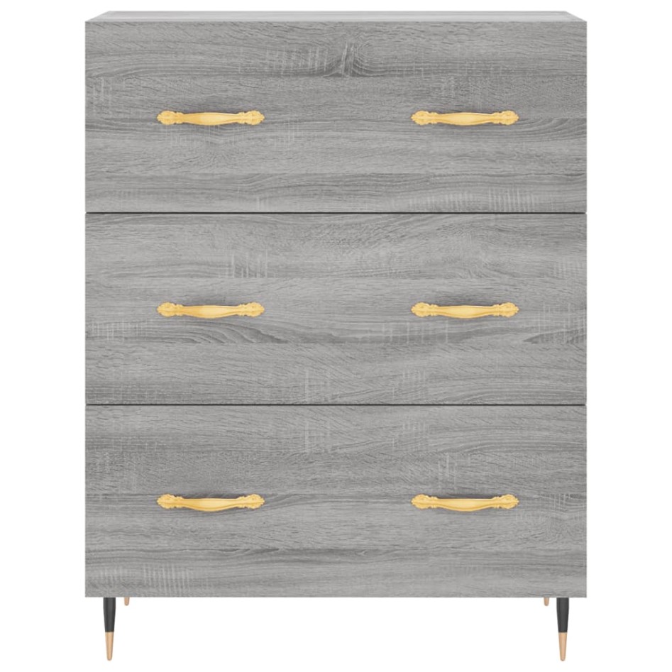 Aparador alto madera contrachapada gris sonoma 69,5x34x180