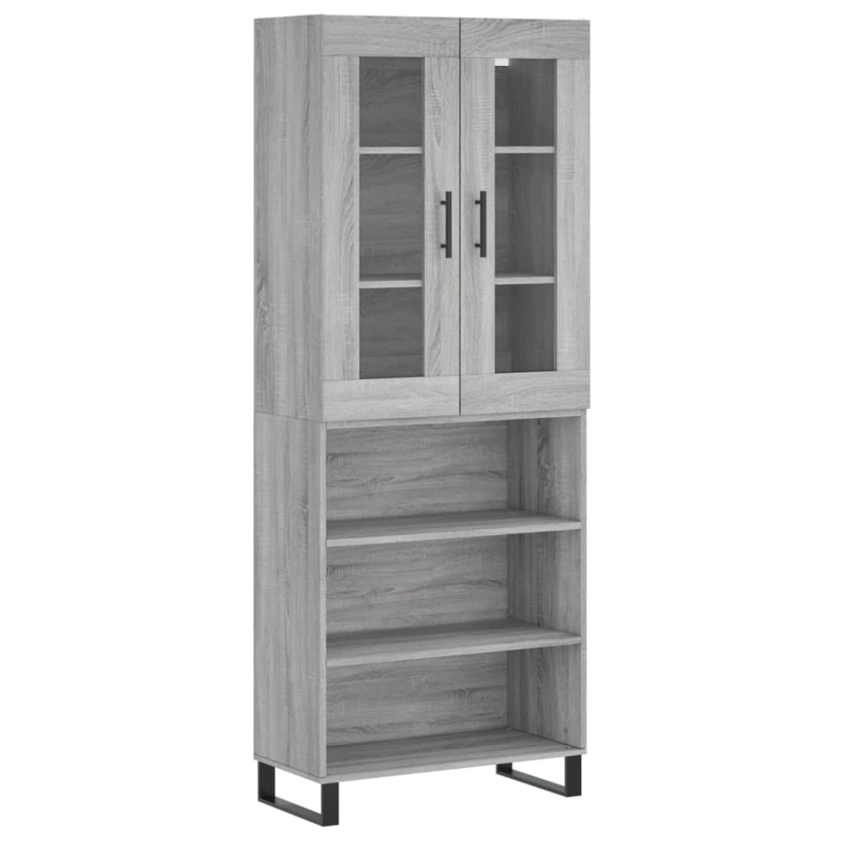Aparador alto madera contrachapada gris sonoma 69,5x34x180