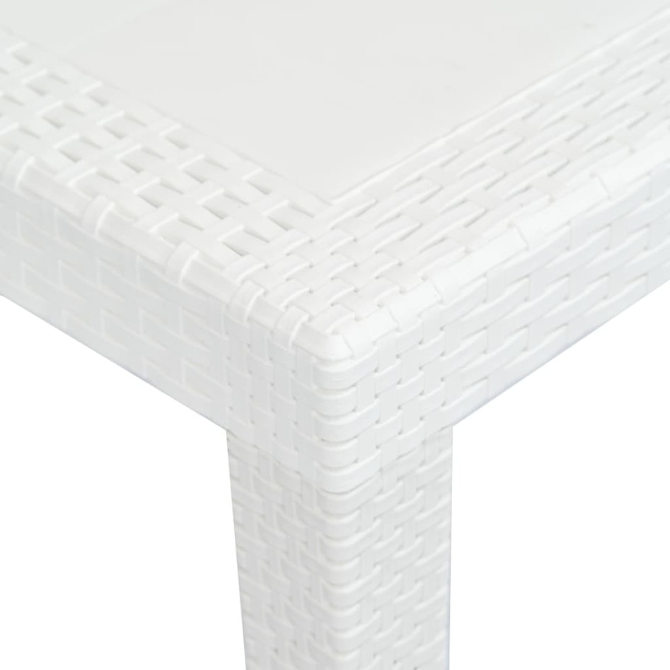 Mesa de jardín plástico aspecto de ratán blanco 220x90x72
