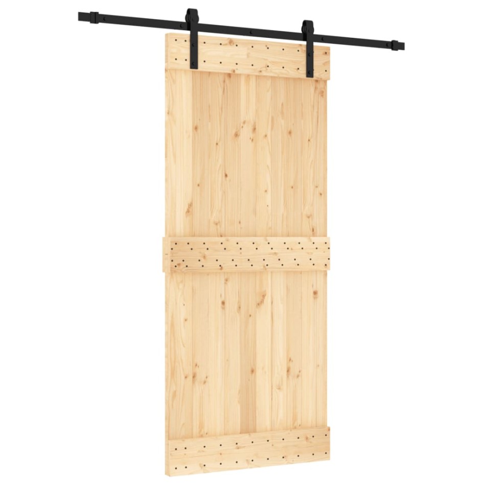 Puerta corredera con herrajes madera maciza de pino 90x210