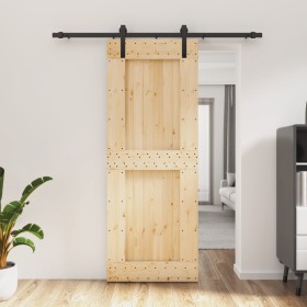 Puerta corredera con herrajes madera maciza de pino 80x210
