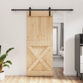 Puerta corredera con herrajes madera maciza de pino 85x210