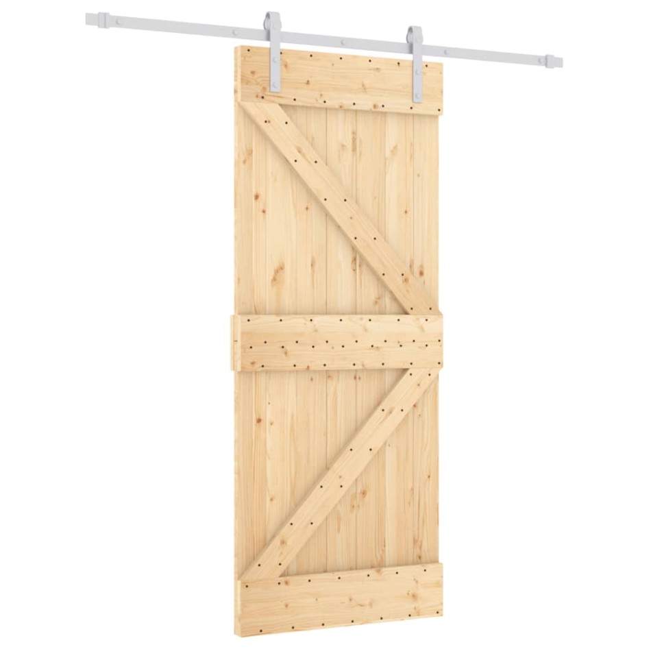 Puerta corredera con herrajes madera maciza de pino 85x210