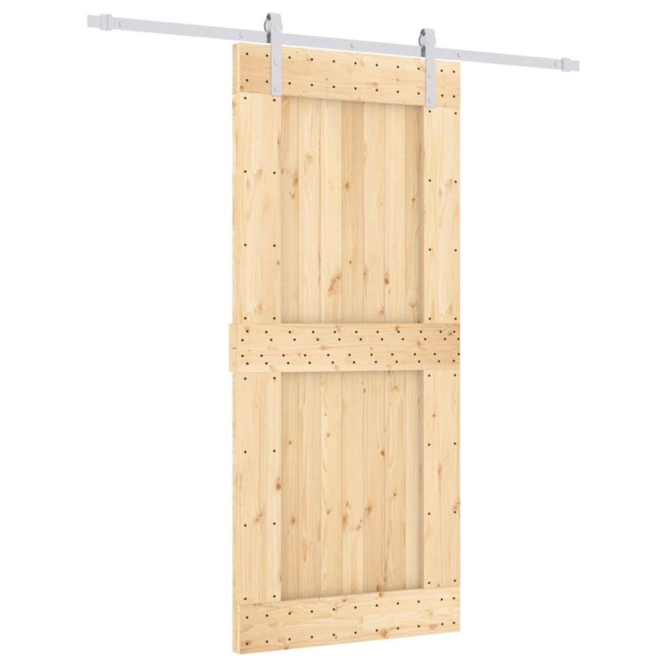 Puerta corredera con herrajes madera maciza de pino 90x210
