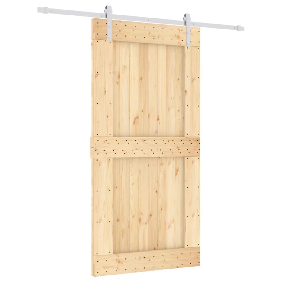 Puerta corredera con herrajes madera maciza de pino 100x210