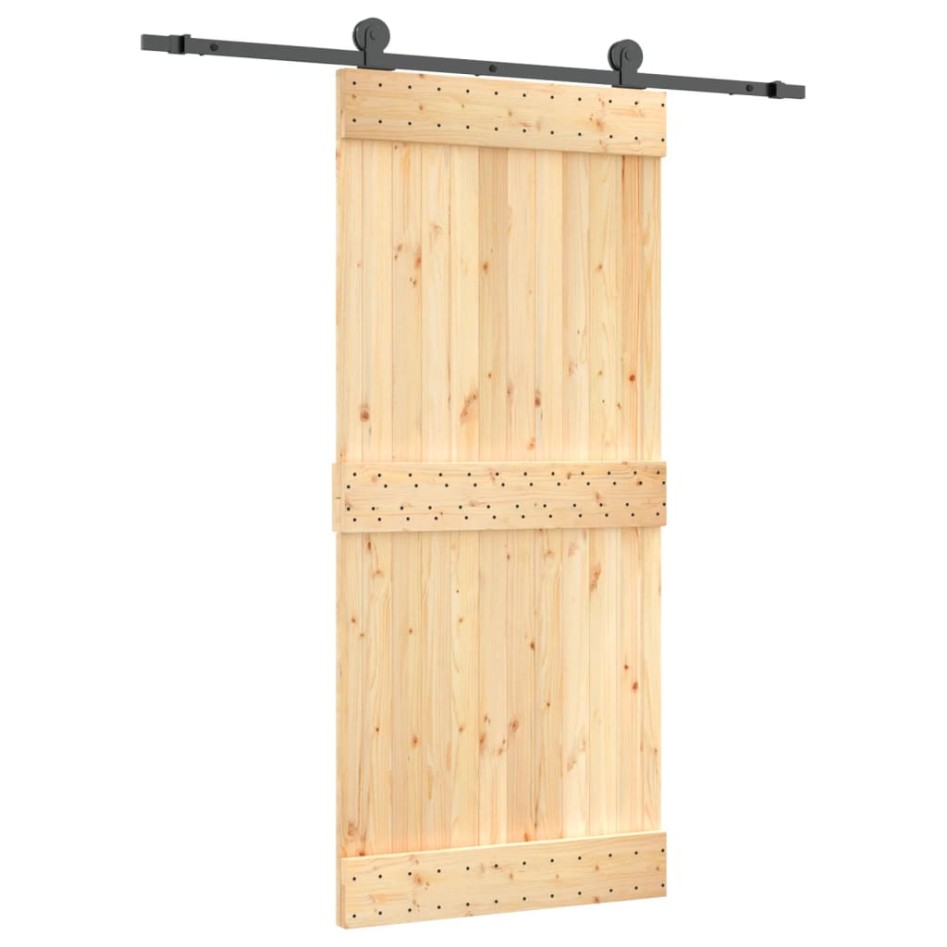Puerta corredera con herrajes madera maciza de pino 90x210