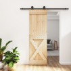 Puerta corredera con herrajes madera maciza de pino 70x210 cm