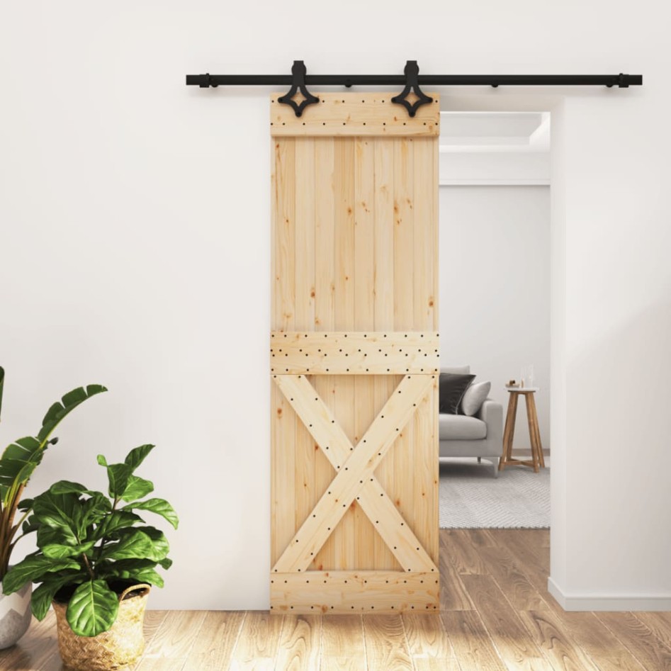 Puerta corredera con herrajes madera maciza de pino 70x210