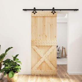 Puerta corredera con herrajes madera maciza de pino 85x210