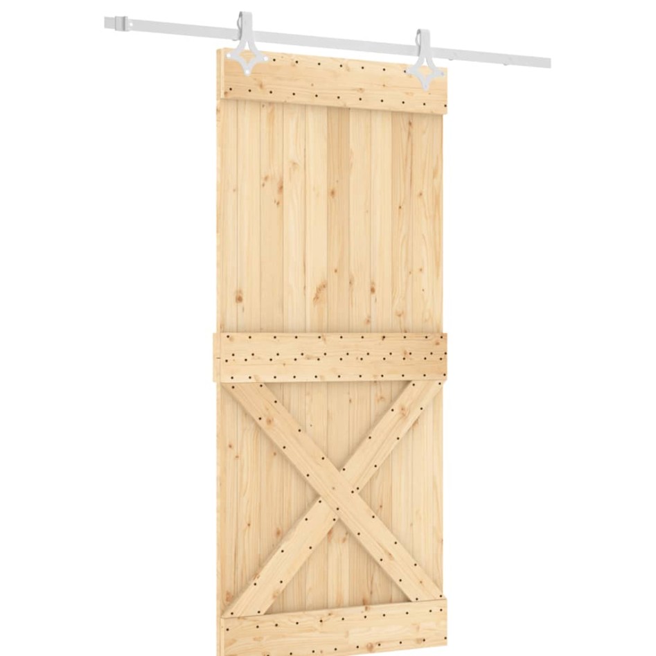 Puerta corredera con herrajes madera maciza de pino 90x210