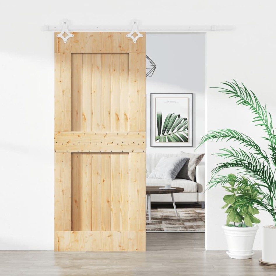 Puerta corredera con herrajes madera maciza de pino 85x210
