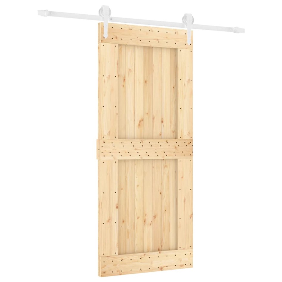 Puerta corredera con herrajes madera maciza de pino 90x210