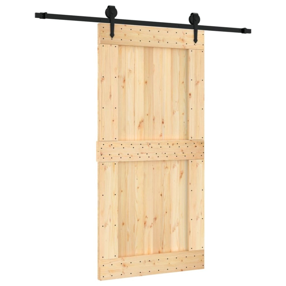 Puerta corredera con herrajes madera maciza de pino 100x210