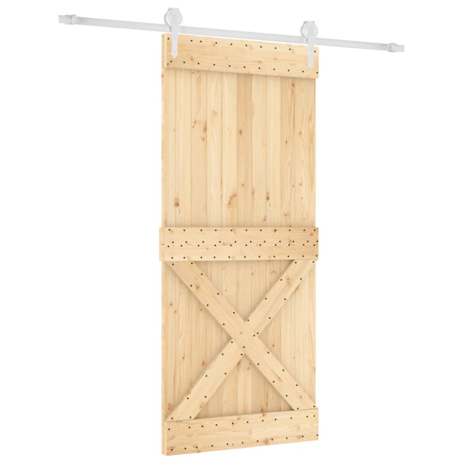 Puerta corredera con herrajes madera maciza de pino 90x210