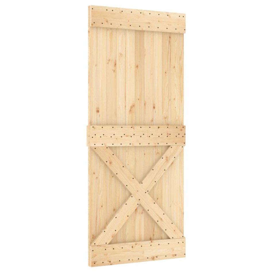 Puerta corredera con herrajes madera maciza de pino 90x210