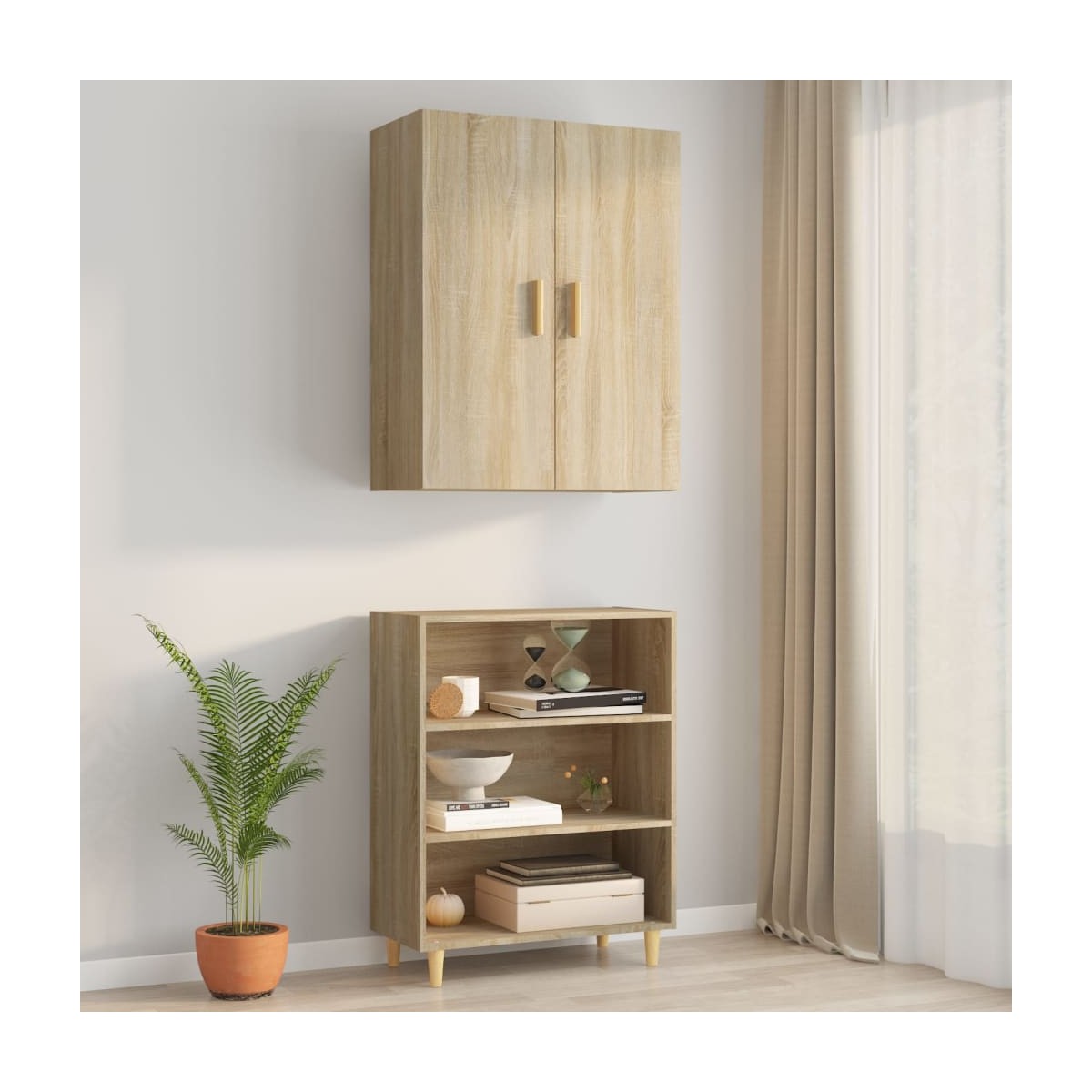 Armario Pared Colgante Armario Colgante Riga De Madera De Ingeniería -  Roble Ahumado, Ideal Para Cocinas Armarios Cocina, image size:1200x1200