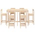 Set de mesa y taburetes altos jardín 7 pzas madera maciza