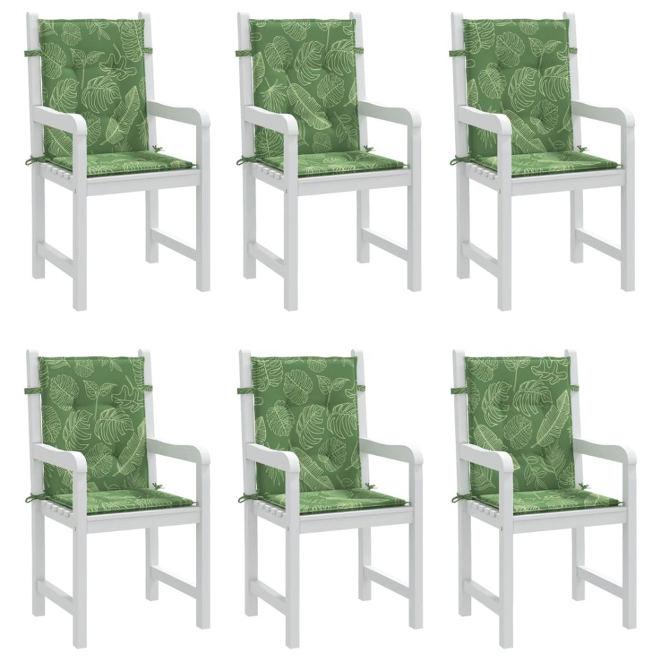 Cojines de silla de respaldo bajo 6 uds tela estampado de