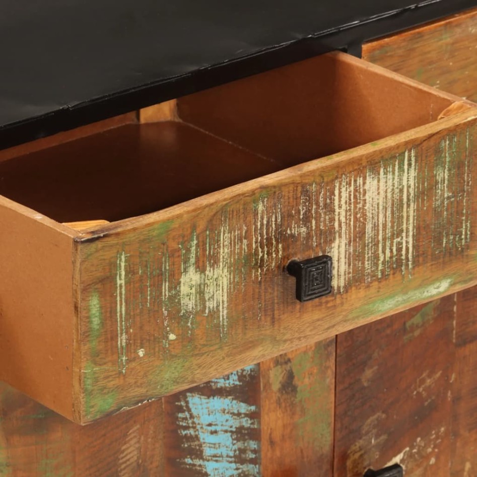 Aparador de madera maciza reciclada y metal 140x35x70