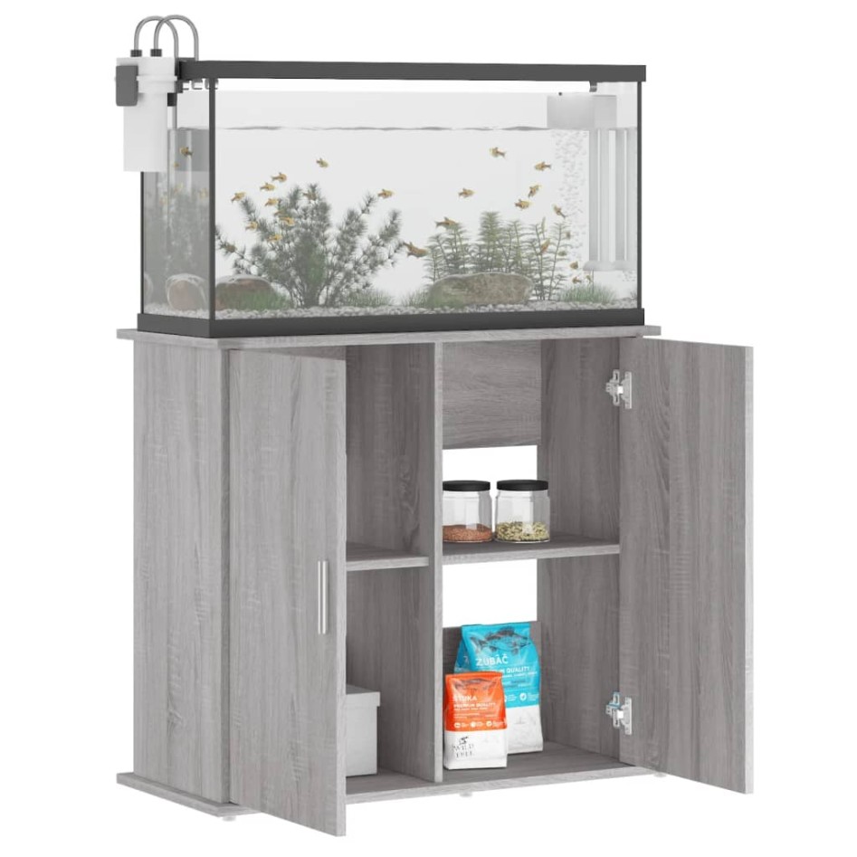 Soporte para acuario madera ingeniería gris Sonoma 81x36x73