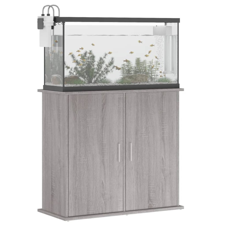 Soporte para acuario madera ingeniería gris Sonoma 81x36x73