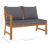 Banco de jardín madera de acacia y cojines gris oscuro 114,5