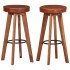 Taburetes de cocina 2 uds cuero auténtico madera maciza