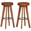 Taburetes de cocina 2 uds cuero auténtico madera maciza acacia