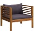 Silla de jardín con cojines gris oscuro madera maciza