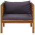 Silla de jardín con cojines gris oscuro madera maciza