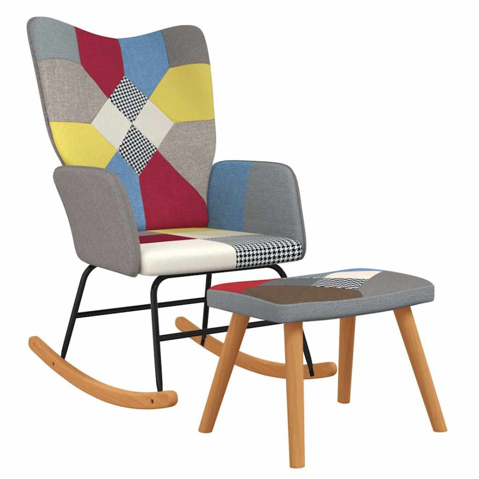 Silla mecedora con reposapiés tela