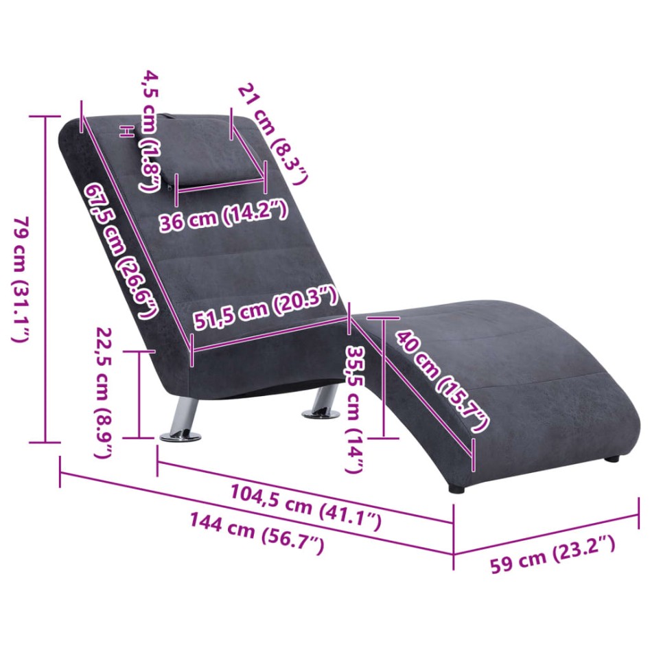 Diván con almohada de piel de ante artificial