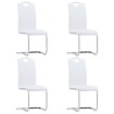 Sillas de comedor voladizas 4 unidades cuero sintético blanco