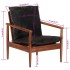 Sillón madera maciza acacia y cuero auténtico